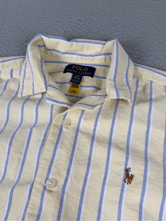 Polo Ralph Lauren Other - Polo Ralph Lauren Oxford Camp Shirt Boys Youth Large (14-16) Yellow Striped Pony